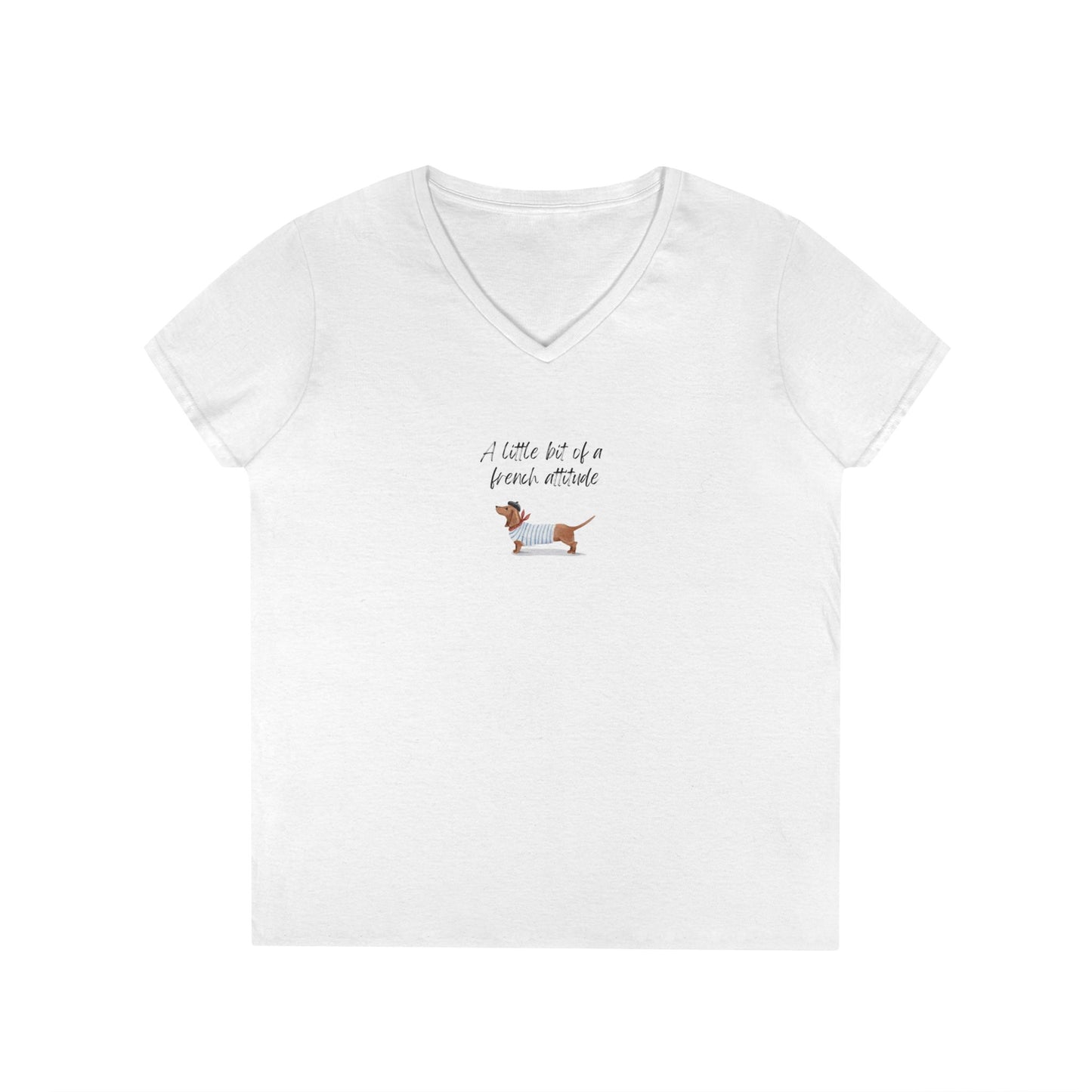 Ladies' V-Neck T-Shirt "A Little Bit of a french Attitude"