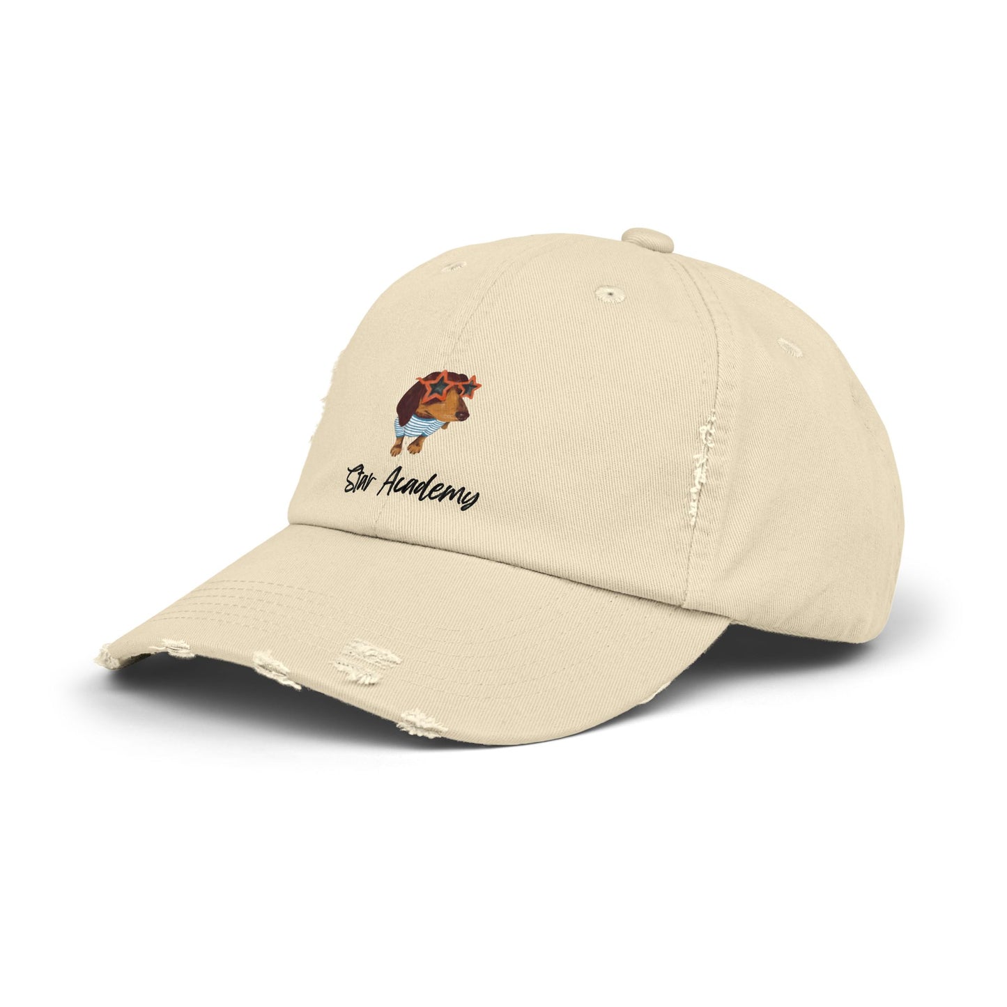 Distressed Embroidered Baseball Cap "Star Academy" - Dachshund star