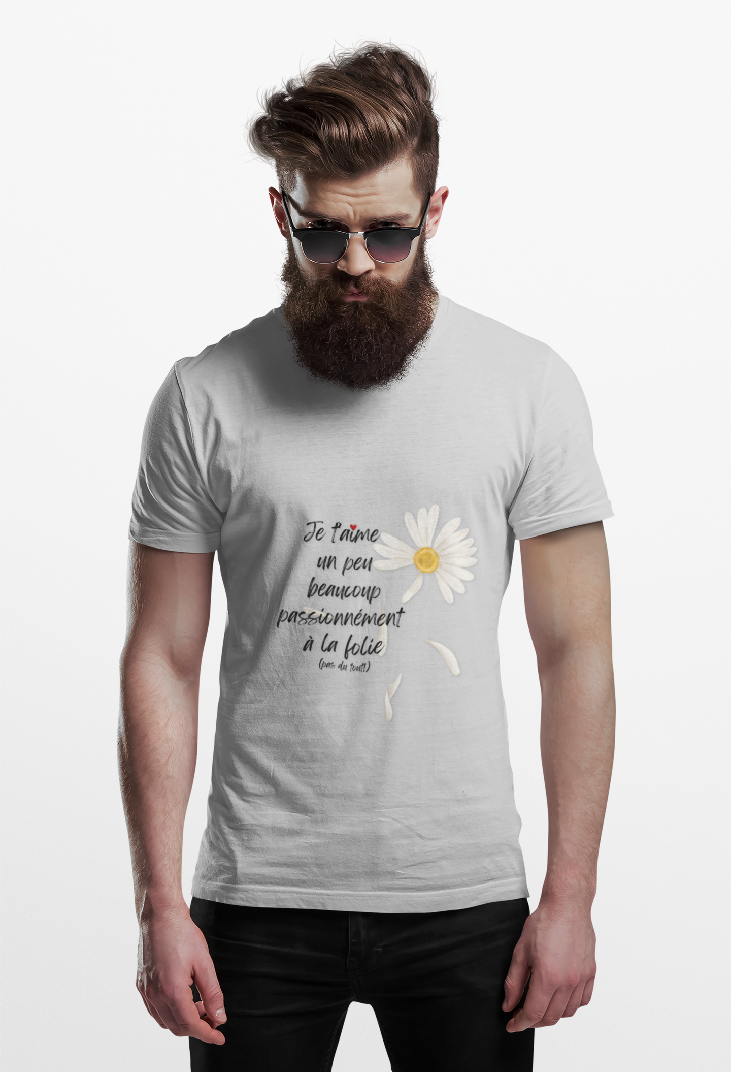 Unisex Daisy Script T‑Shirt  "Je t'aime, un peu, beaucoup,..." Tee