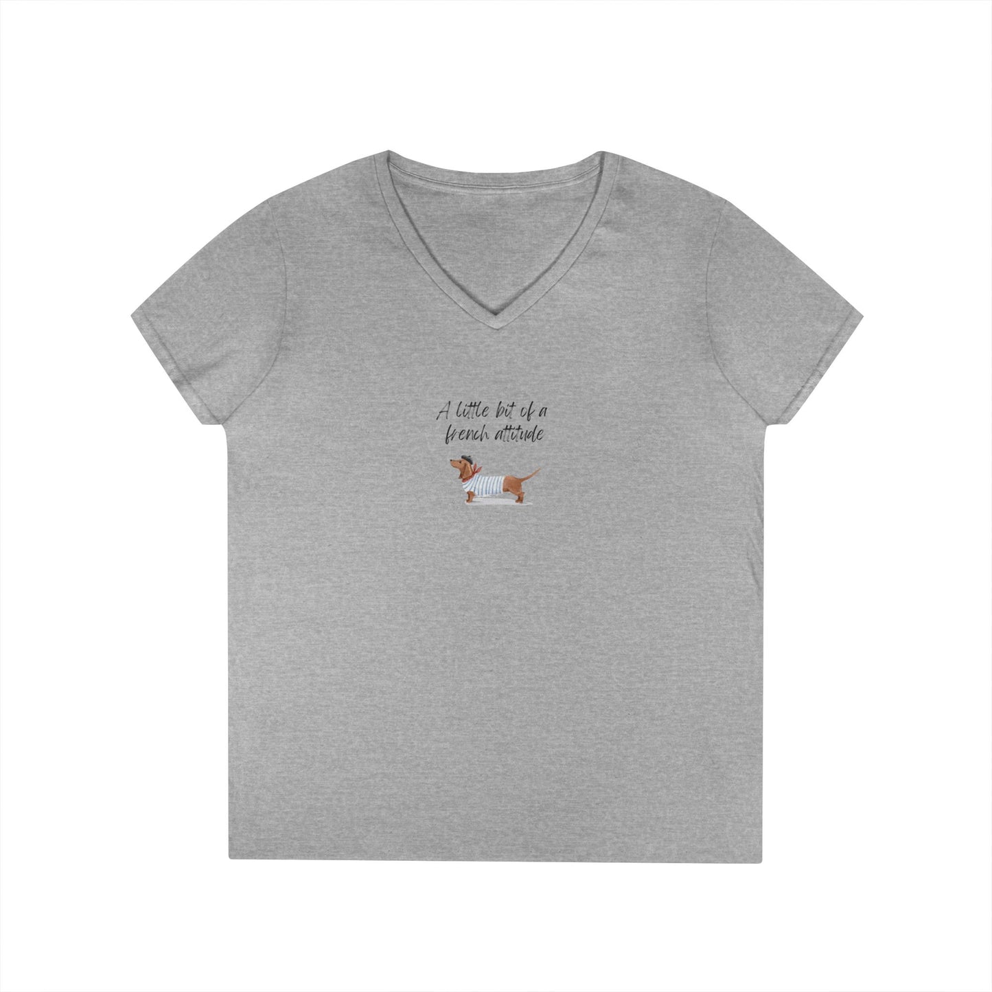 Ladies' V-Neck T-Shirt "A Little Bit of a french Attitude"