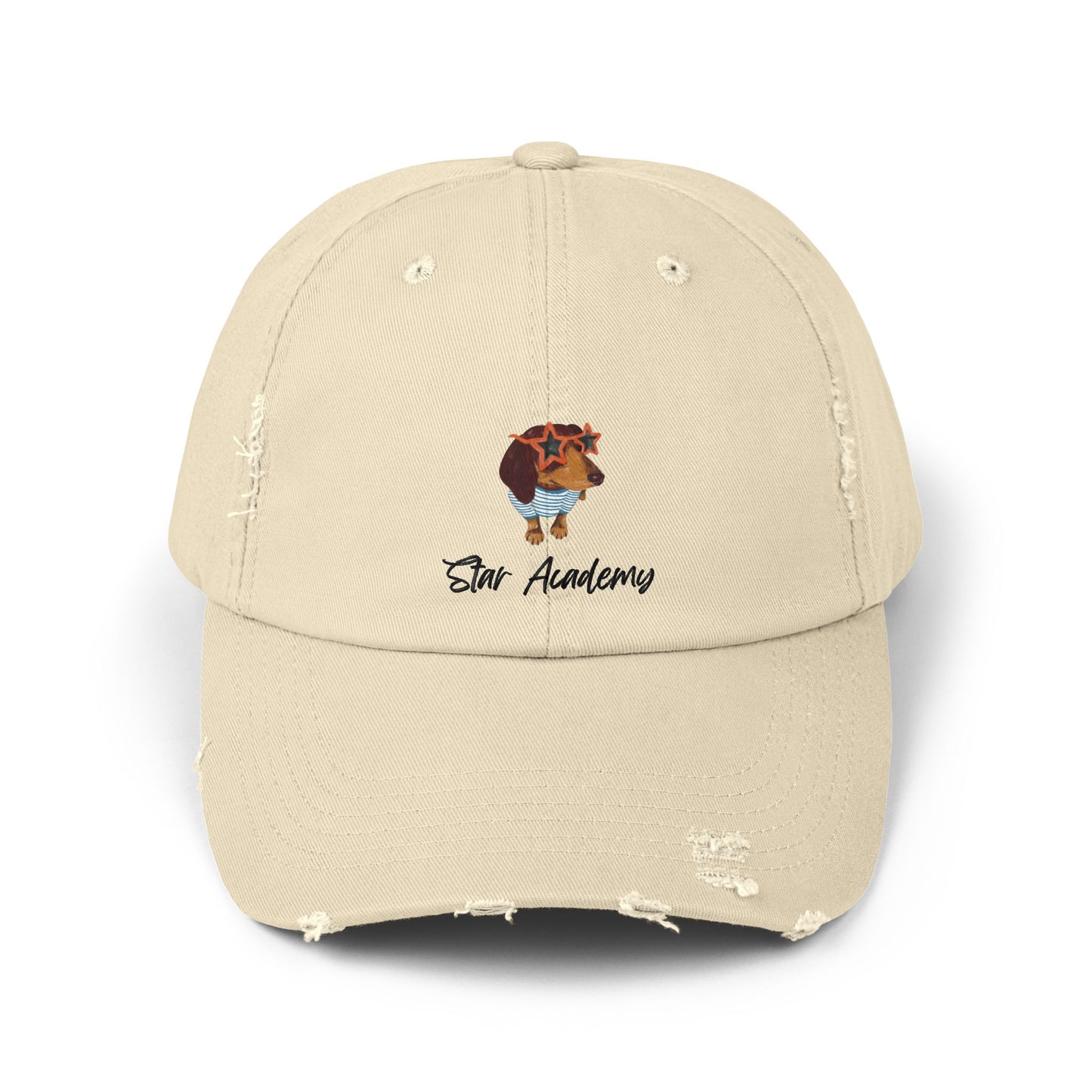 Distressed Embroidered Baseball Cap "Star Academy" - Dachshund star